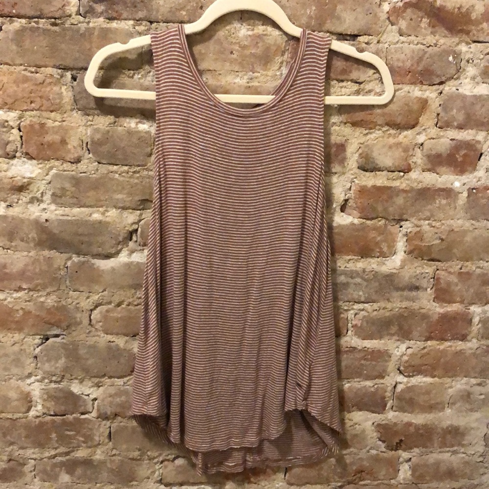A&E Rusty Orange Striped Tank with Open Back